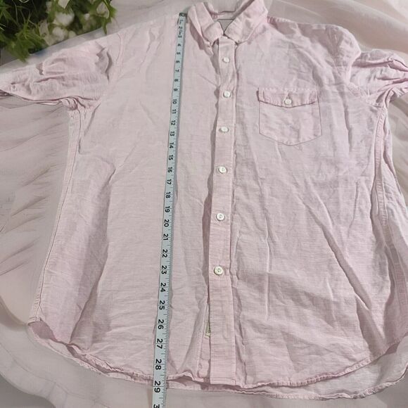 J. Crew Slim Size Large Men's Pink White Baird Mcnutt Irish Linen Blend Shirt - Picture 8 of 8